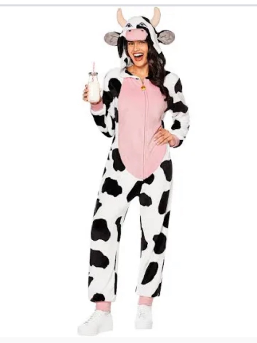 Spirit Cow-Print Kids Romper with Pink Front